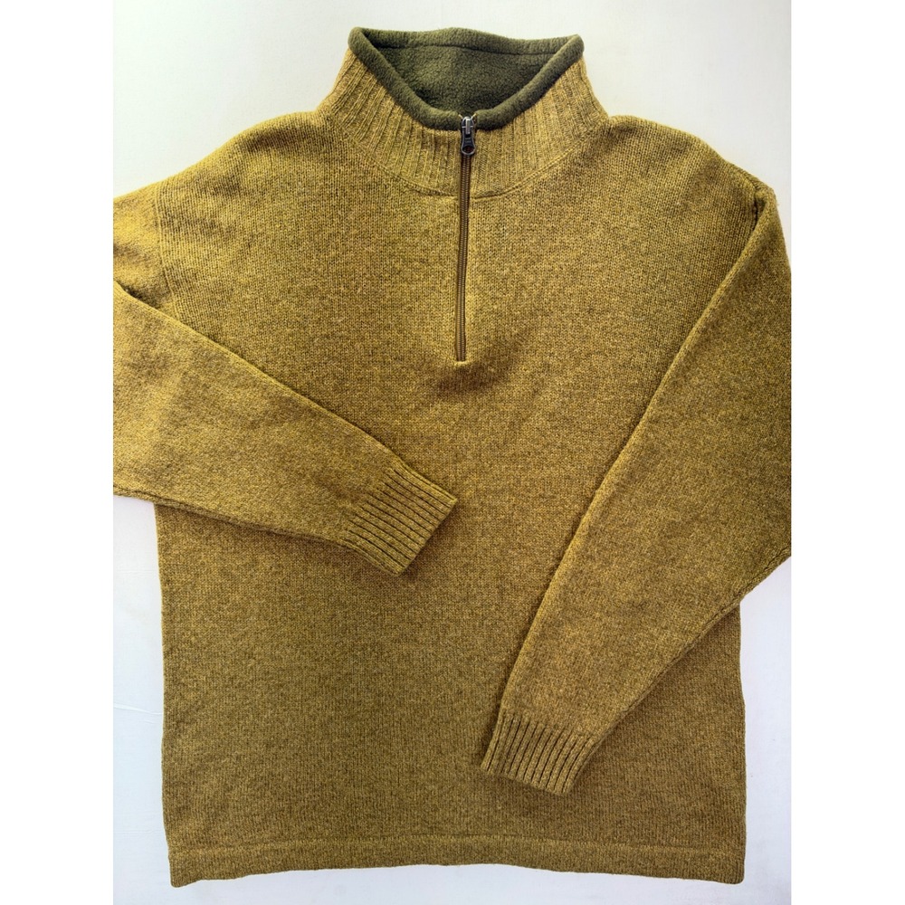 Woolrich Mens XL 100% Wool 1/4 Zip Sweater Surplus Heather 9013 Fleece Lined